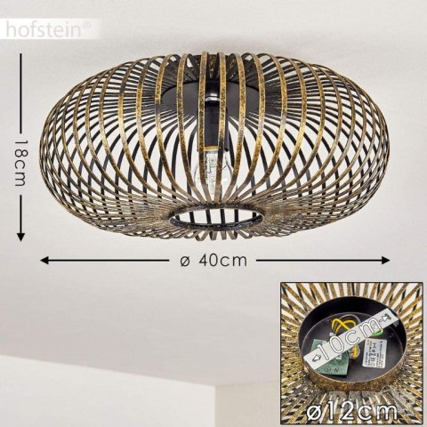 Плафон HOFSTEIN Oravi, кръгъл плафон от метал в черно/златно, 1 крушка, цокъл E27, снимка 3 - Лампи за таван - 39962513