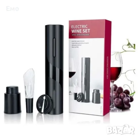 Комплект електрическа отварачка за вино, автоматичен тирбушон, AA батерия, снимка 13 - Аксесоари за кухня - 48531039