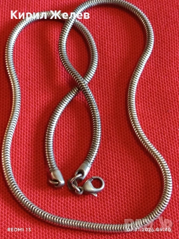 Сребърна огърлица тип змийска верижка майсторска ръчна изработка 39944, снимка 5 - Колиета, медальони, синджири - 53015799