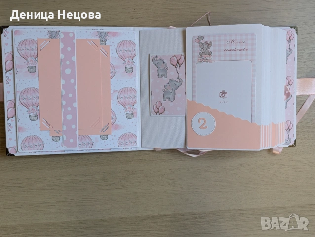 Бебешки ръчно изработен албум за снимки, подарък за бебе, погача, рожден ден, снимка 3 - Други - 53425630