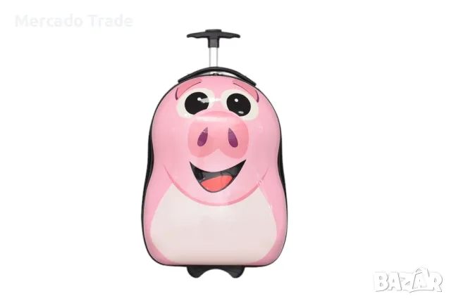 Детски куфар Mercado Trade, Поликарбон 31799, Розов с прасенце