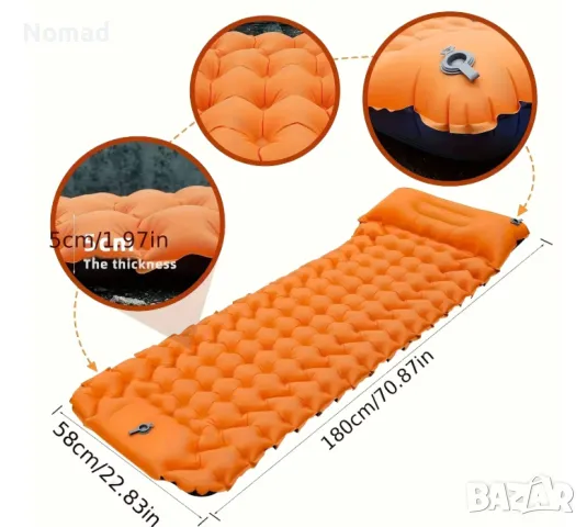 📢 -60% ПРОМО – Ултралеко надуваемо шалте / дюшек за трекинг и къмпинг, снимка 2 - Надуваеми легла - 49204434