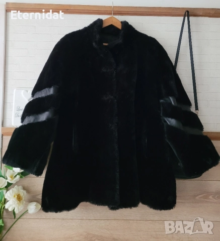 Черно зимно пухено палто , снимка 3 - Палта, манта - 51752268