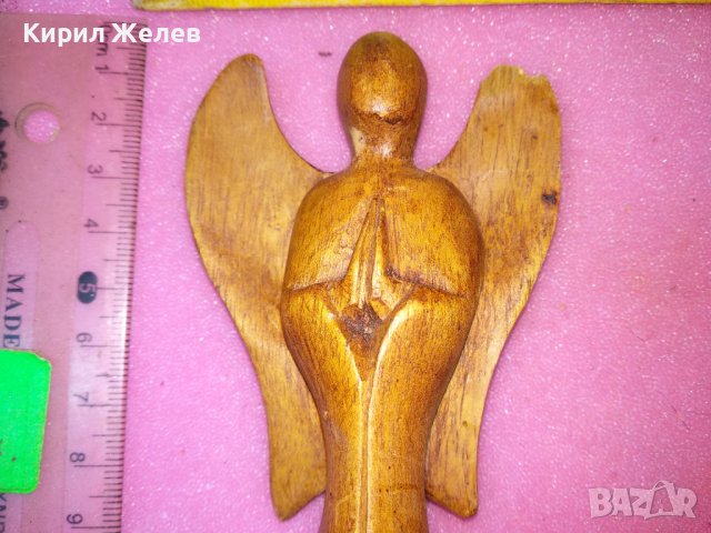 АРХАНГЕЛ АНГЕЛ СТАРА ДЪРВЕНА ФИГУРКА АРТ ДЪРВОРЕЗБА МАЙСТОРСКА ИЗРАБОТКА СТАТУЕТКА 35263, снимка 5 - Статуетки - 44187271
