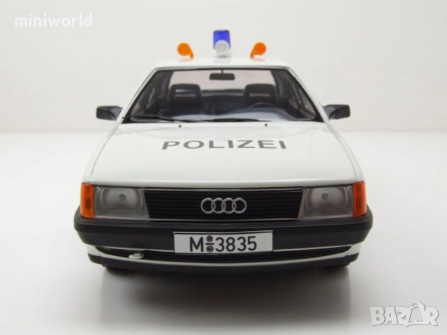 Audi 100 C3 1989 Polizei полицейски - мащаб 1:18 на Triple9 моделът е нов в кутия, снимка 6 - Колекции - 53443354