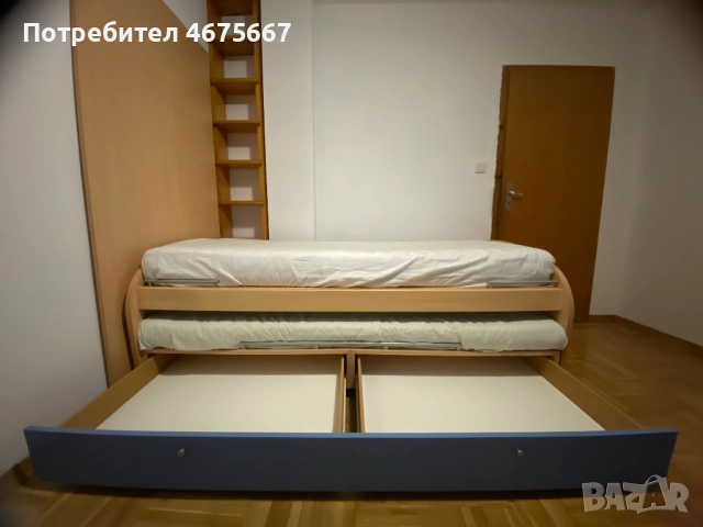 Двойно детско легло 90x200см, с матраци, снимка 6 - Спални и легла - 52753779