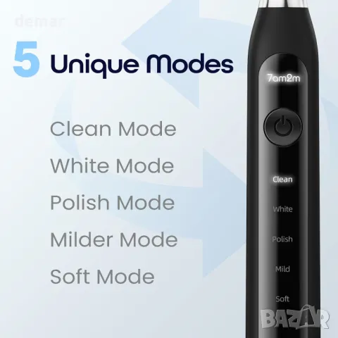 7AM2M звукова електрическа четка за зъби, 6 глави, 5 режима, вграден 2-минутен интелигентен таймер, снимка 4 - Други - 49586590