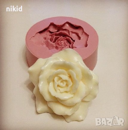 Голяма Отворена Роза силиконов молд форма калъп шоколад фондан гипс сапун