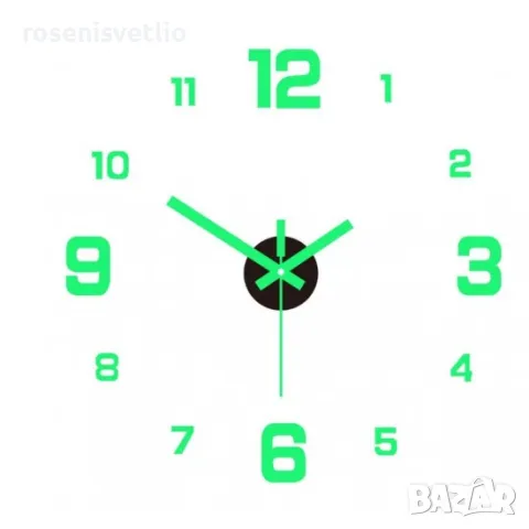 3D светещ стенен часовник,Направи си сам, Декорация за стена, 120см, снимка 7 - Стенни часовници - 49273146