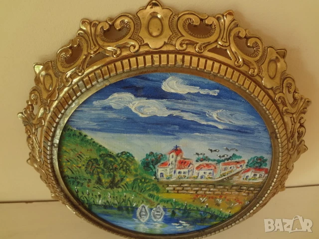 Овална картина с бронзова рамка, снимка 6 - Картини - 51056167