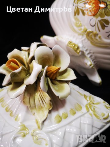 Made in Italy, винтидж порцеланова бонбонера, ръчно изработена , снимка 9 - Декорация за дома - 41745078