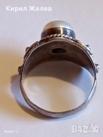 Сребърен пръстен Етно стил с Перла орнаментиран с гранулация ювелирна изработка 52457, снимка 13 - Пръстени - 52961262