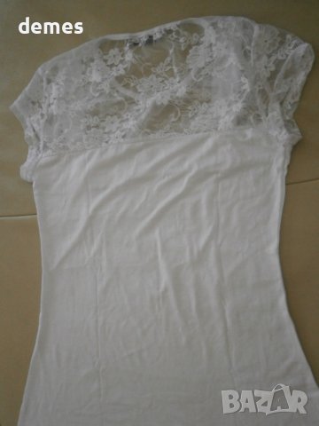 Дамска бяла тениска  с дантела Lily Doll, размер S, снимка 9 - Тениски - 41067819