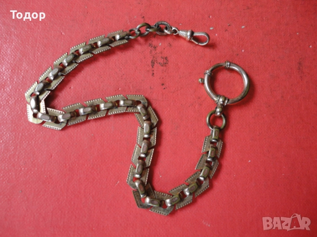 Позлатен кюстек верижка за часовник KJ Double Арт Деко , снимка 3 - Мъжки - 52826348