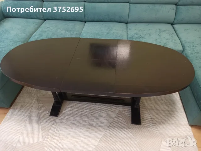 Ретро масивна черна холна маса – разтегателна, снимка 2 - Маси - 55852051