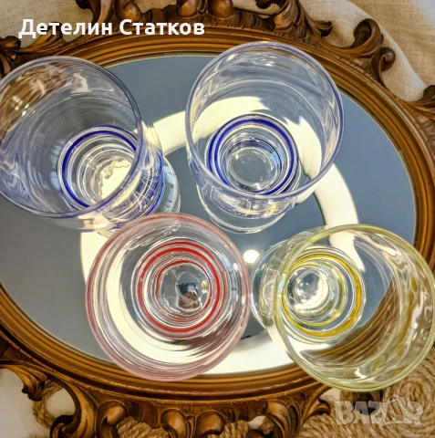 Комплект ретро стъклени чаши 4 бр., снимка 5 - Сервизи - 53309478
