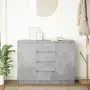 vidaXL Бюфет с чекмеджета, бетонно сив, 100,5x35x76см, инженерно дърво, снимка 3
