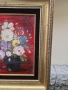 Красив антикварен авторски натюрморт масло върху платно , снимка 6