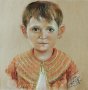 Картина, детски портрет, худ. Петър Петров, 1989 г., снимка 1