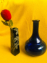 2 винтидж френски стъклени сини вази, снимка 9