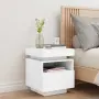 vidaXL Нощно шкафче с LED осветление, бяло, 40x39x48,5 см, снимка 3