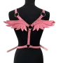 Кожен сутиен харнес нашийник, халки и катарами, сексуално облекло, бдсм, фетиш, готик, розов, снимка 6