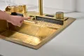 60см Златна мултифункционална кухненска мивка с двоен водопад, снимка 5