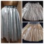LOVE  XS/M Златиста и сребриста къса пола от еко кожа, снимка 2