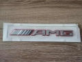 Mercedes Benz AMG сребриста емблема с червен кант, снимка 6