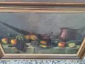голяма картина натюрморт с дивеч маслени бои върху платно , снимка 9