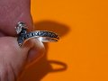 Стариннен дамски  сребърен пръстен с цирконии и  с думи към Исус в релефен надпис " Господи, спаси и, снимка 4