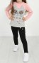 Комплект блуза с дълъг ръкав и клин за момиче "Коте" (4 - 5 години), снимка 1 - Детски комплекти - 33902792