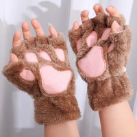 Ръкавици без пръсти котешка лапа , дамски зимни ръкавици , лапа на котка , снимка 3 - Ръкавици - 35799927