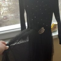 Черна дамска рокля с тюл, снимка 3 - Рокли - 35724705