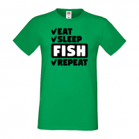 Мъжка тениска Fish 1,Eat,Sleep,Fish,Anime,Repeat,Ядене,Спане,Риба,Подарък,Повторение,Празник,, снимка 1 - Тениски - 36418956