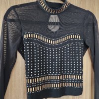 Елегантна блуза с камъни, снимка 1 - Блузи с дълъг ръкав и пуловери - 40253318