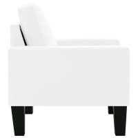 Комплект мека мебел, 3 части, бял, изкуствена кожа, снимка 11 - Дивани и мека мебел - 40304925