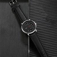YOLAKO кварцов часовник,нов иновативен дизайн циферблат,кожена каишка , снимка 3 - Мъжки - 40954918