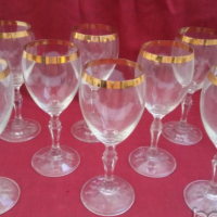 кристални чаши с златен кант , снимка 1 - Антикварни и старинни предмети - 19008457