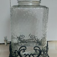 Стъклен съд/Луксозен декантер, 10 литра, Дизайнерска стойка, С кранче, За вода, чай, алкохол..., снимка 2 - Сервизи - 41949503