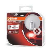 Халогенни крушки OSRAM NIGHT BREAKER SILVER +100% H11 DUO BOX, снимка 1 - Аксесоари и консумативи - 44324900