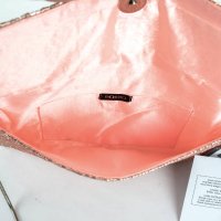 Елегантна клъч чанта с мъниста цвят сьомга Borro, снимка 6 - Чанти - 42191663