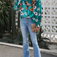 Дамска блуза с дълъг ръкав и флорален принт, снимка 6 - Блузи с дълъг ръкав и пуловери - 44415669