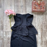 Мини черна тип бюстие  елегантна коктейлна парти рокля пеплум , снимка 7 - Рокли - 37274592