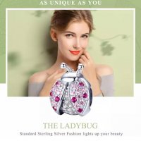 Талисман за гривна Пандора The Ladybug сребро s925 модел 008, снимка 1 - Гривни - 34479226