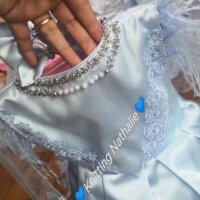 Намалена Цена!!! Ледено синя рокличка с два вида пера, снимка 6 - Детски рокли и поли - 42641199
