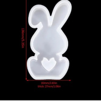 Заек с дупка сърце ❤ силиконов молд форма за фондан гипс смола свещ шоколад декор, снимка 2 - Форми - 44768284