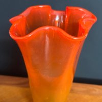 Винтидж стъклена цветна ваза, снимка 3 - Вази - 44367117