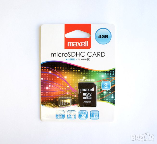 MicroSD карта памет клас 10 MAXELL с адаптер 4GB, снимка 1