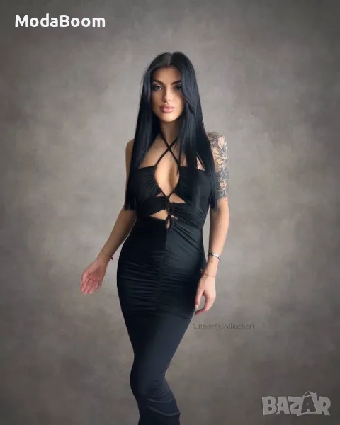 Стилна черна дамска рокля , снимка 1